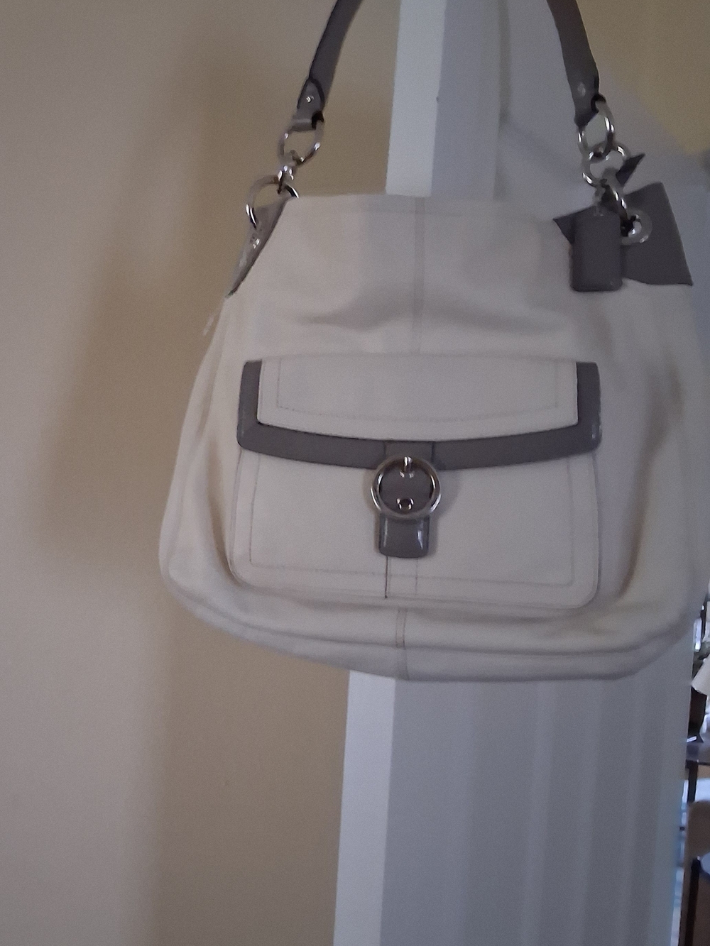 Coach Cream and Gray Women’s Shoulder Bag Authentic L1126-18889